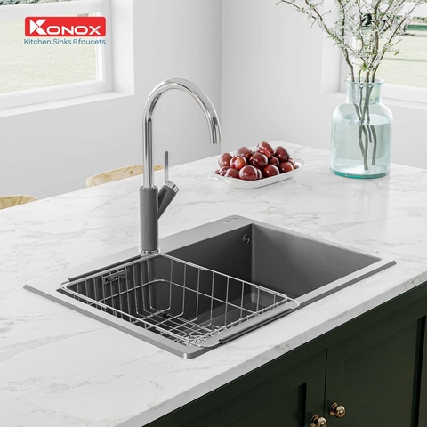 Chậu rửa bát đá Granite Konox Ruvita 680 Grey