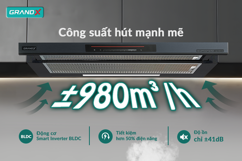 Hút mùi âm tủ GrandX GX H70F72SB - BLDC Smart Premium - Supper Booster và 9 cấp độ