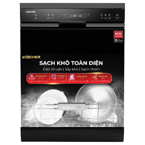 Máy rửa bát KOCHER X15B - Dung tích 17 bộ - Sấy Extra Plus Drying