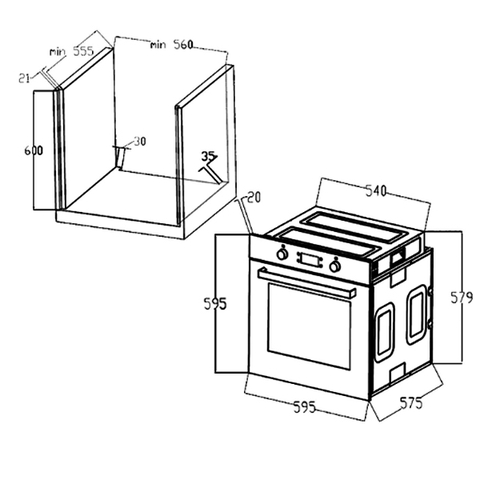 Lò Nướng Binova BI-666V-BL Âm Tủ 72 Lít, 9 Chức Năng