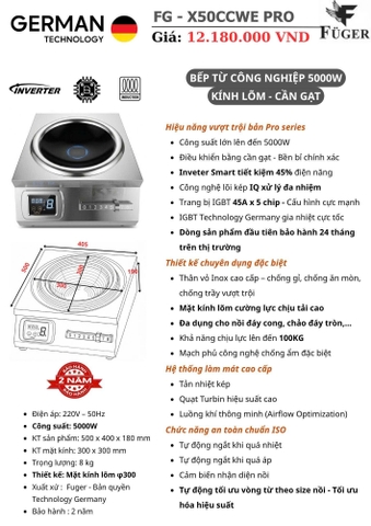 Bếp từ công nghiệp Fuger FG-X50CCWE PRO 5000W