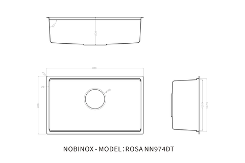 Chậu rửa bát 1 hố Nobinox ROSA NN974DT - Ép khuôn liền khối Italy