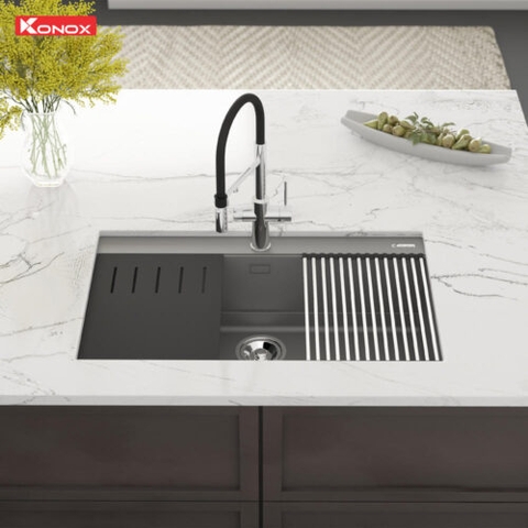Chậu Rửa Bát Đá Granite Konox Terra 860S Grey nhập Italy