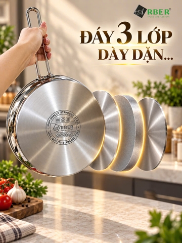 Bộ Nồi Inox 3 Đáy 5 Món Arber OSIMI Chính Hãng