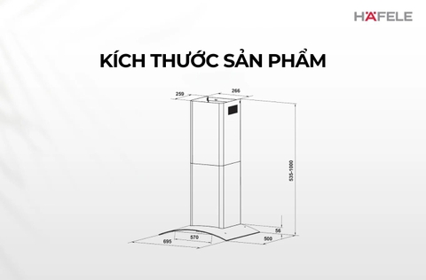 Máy hút mùi gắn tường chữ T Hafele HH-WT70A - 533.86.807