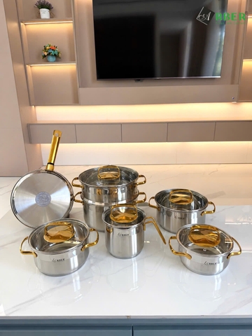 Bộ nồi inox GOLD MAX Arber inox 304 kèm xửng hấp và quánh