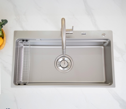 Chậu rửa bát Kluger KF8850FS Basic – Chậu inox Linen 1 hố hiện đại