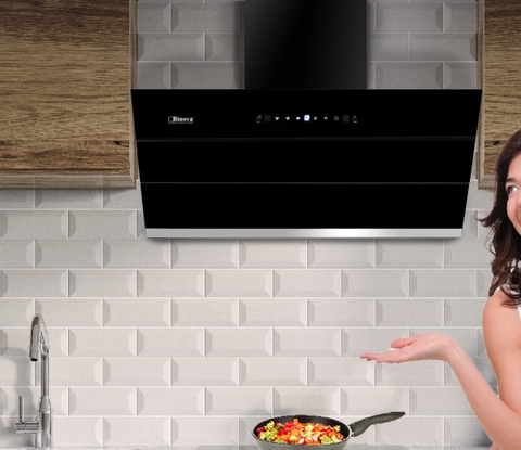 Máy Hút Mùi Binova BI-555Luxury-90 Kính Vát Đen 90cm