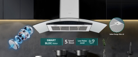 Hút mùi kính cong GrandX GX H90C62S - BLDC 1050m3/h siêu êm