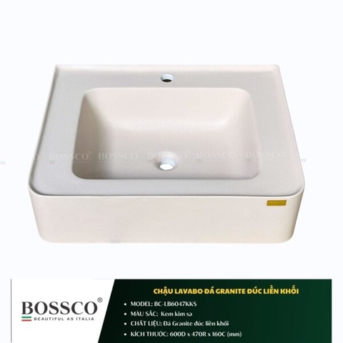 Chậu Lavabo Đá Granite Đúc Liền Khối BOSSCO BC-LB6047KKS