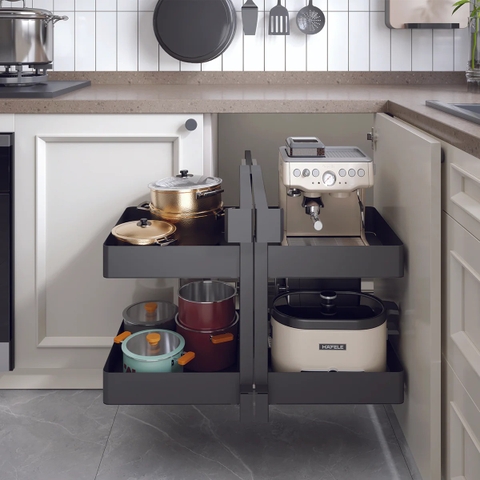 Rổ góc Hafele Utensio Plus H2 (545.14.339) - Màu than chì - 4 Khay