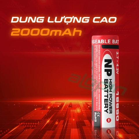 Pin Sạc National Power 18650 Đỏ (2000 mAh) - Chính Hãng