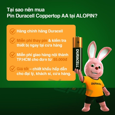Pin Duracell Coppertop Alkaline AA 1.5V (Vỉ 2 Viên) – Chính Hãng