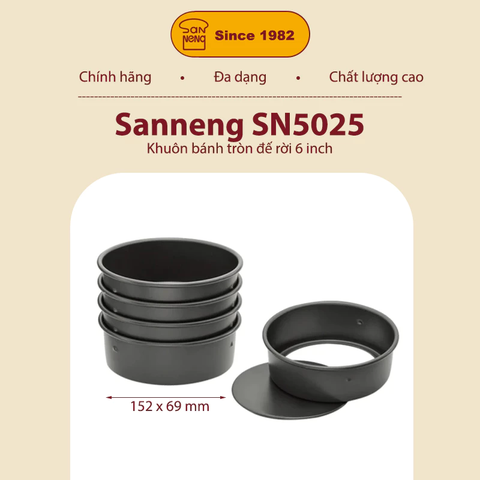 Sanneng SN5025 - Khuôn bánh tròn đế rời 6 inch