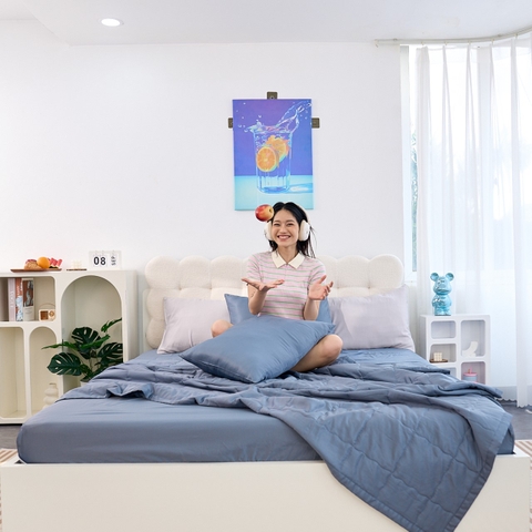 Bộ ga chun Goodnight Airsilk 3CT màu xanh than