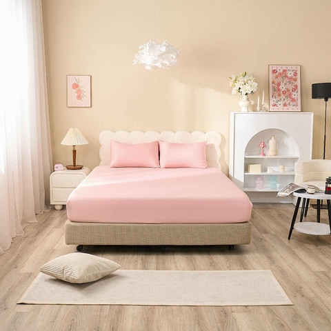 Bộ ga chun Goodnight Airsilk 3CT màu hồng