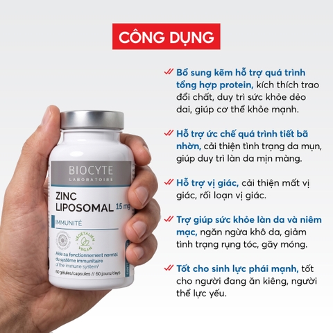 B18 Thực phẩm bảo vệ sức khỏe Zn Zinc Liposomal - Biocyte