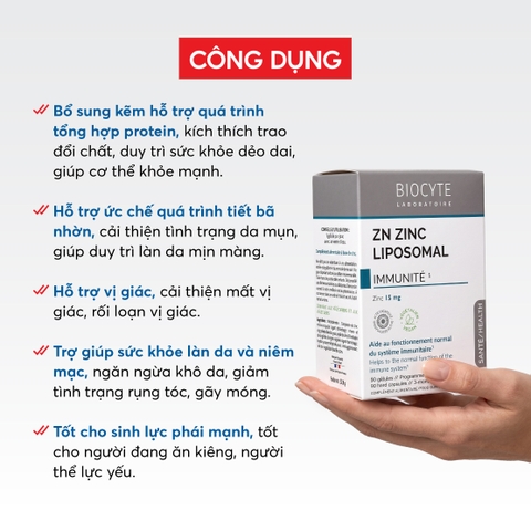 B18C Thực phẩm bảo vệ sức khỏe Zn Zinc Liposomal - Biocyte