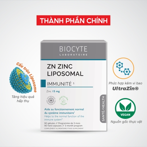 B18C Thực phẩm bảo vệ sức khỏe Zn Zinc Liposomal - Biocyte