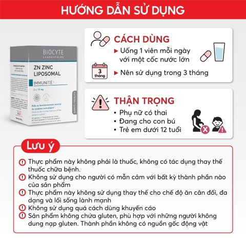 B18C Thực phẩm bảo vệ sức khỏe Zn Zinc Liposomal - Biocyte