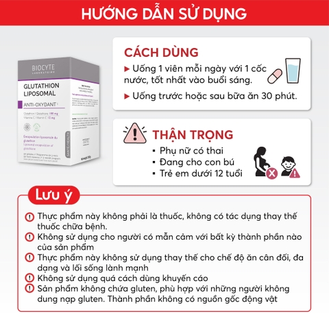 B19C Thực phẩm bảo vệ sức khỏe Glutathion Liposomal - Biocyte
