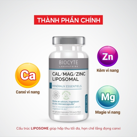 Combo 2 B20 Thực phẩm bảo vệ sức khỏe Cal/Mag/Zinc Liposomal - Biocyte
