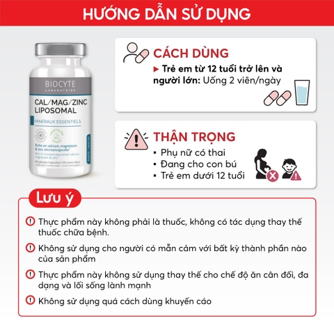 Combo 2 B20 Thực phẩm bảo vệ sức khỏe Cal/Mag/Zinc Liposomal - Biocyte