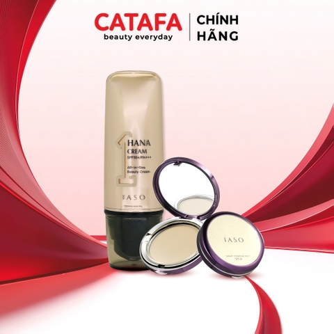 Combo I76 + I69 (Hana Cream SPF50+/PA+++ & Smart Powder Pact SPF30/PA+++ #21) - IASO