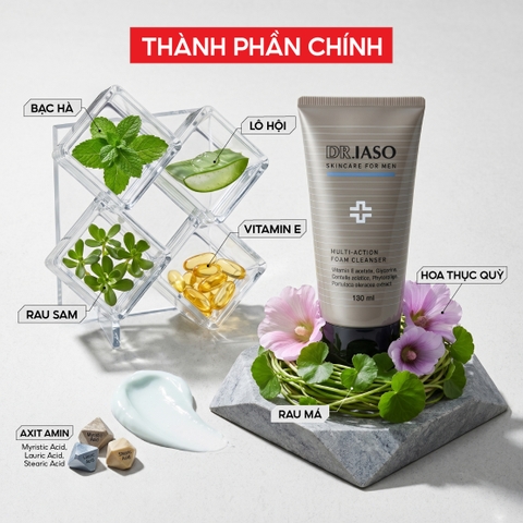 D17 Sữa rửa mặt cho nam giới Skincare For Men Multi-Action Foam Cleanser - Dr IASO