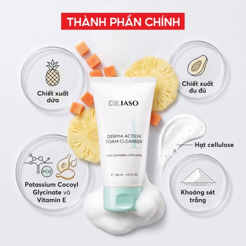 D40 Sữa rửa mặt Derma Action Foam Cleanser - Dr IASO