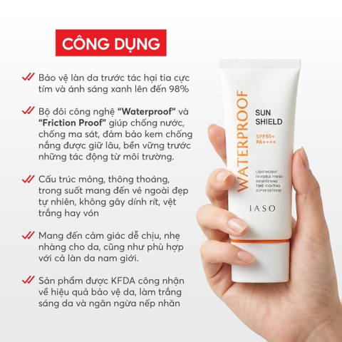 I72 Kem chống nắng Sun Shield SPF50+/PA++++ - IASO