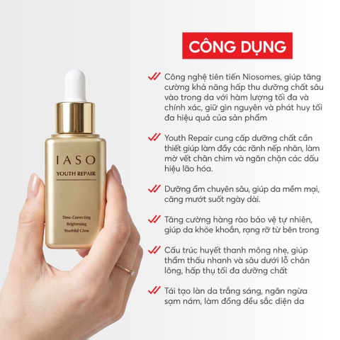 Combo 2 I74 Huyết thanh giúp trẻ hóa, hỗ trợ phục hồi vẻ tươi mới da thế hệ mới Youth Repair - IASO