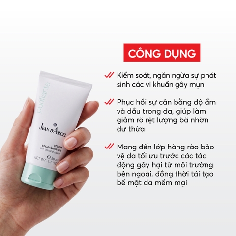 J10 Kem dưỡng 24h giúp giảm dầu, hỗ trợ ngăn ngừa mụn Clearing Cream - Jean d'Arcel