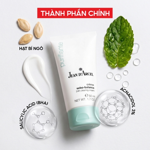 J10 Kem dưỡng 24h giúp giảm dầu, hỗ trợ ngăn ngừa mụn Clearing Cream - Jean d'Arcel