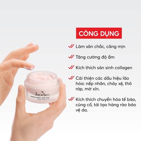 J183 Kem dưỡng ẩm giúp giảm nhăn và săn chắc da Crème Hydro Anti-âge - Jean d'Arcel