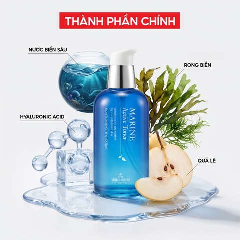 T55 Nước cân bằng giúp giảm khô và sáng mịn da Marine Active Toner - The Skin House