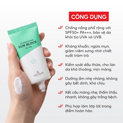 T61 Kem chống nắng UV Protection Sun block TeaTree (SPF50+, PA+++) - The Skin House
