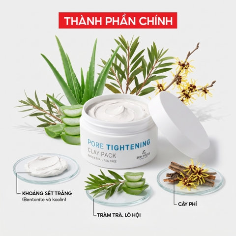 T62 Mặt nạ khoáng sét giúp làm sạch, giảm dầu cho da  Pore Tightening Clay Pack - The Skin House
