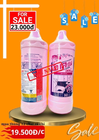 KM Tẩy Thái Okay Hồng 960ml C.Hãng Cty Tem Đỏ (2) - Thùng 19,5( thùng12chai) '