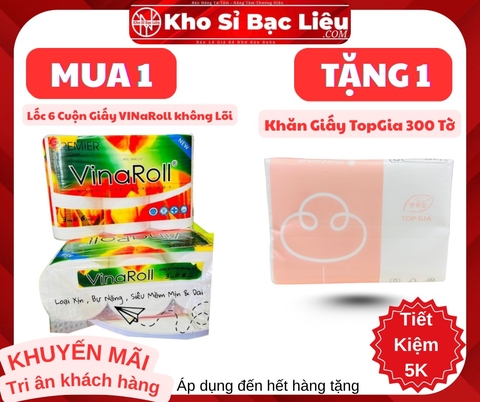 KM Lốc 6 CUỘN GIẤY KO LÕI VINAROL XỊN LOẠI NẶNG 12kg/CÂY MỊN MỀM (4) ‘