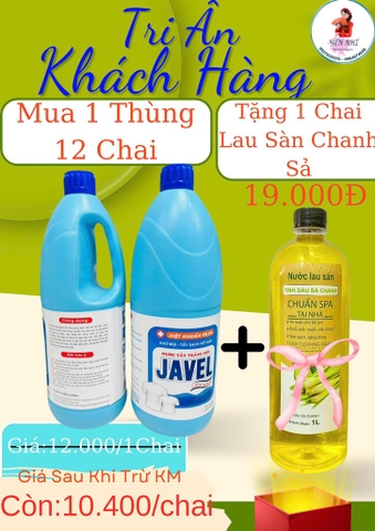 KM Nước Tẩy Trắng Quần Áo Javel 1 Lít Hàng Cty (1) (thùng 12chai) '