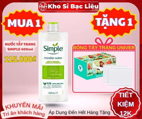 KM NƯỚC TẨY TRANG SIMPLE LỚN 400ML XỊN (15) '