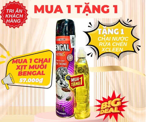 KM CHAI XỊT MUỖI BENGAL CHÍNH HÃNG ( MUA 1 TẶNG 1 NƯỚC RỬA CHÉN XCLEEN 400g) (4)