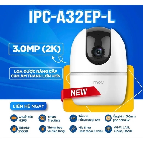 Camera Imou A32 Mắt 3.0mp 2K Có Cổng Lan Bản Nâng Cấp Ranger (30) '