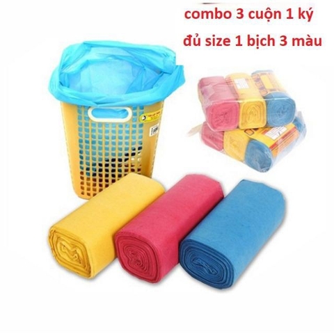Combo 1kg Túi Đựng Rác Size Tiểu Trung Đại 3 Màu (3)