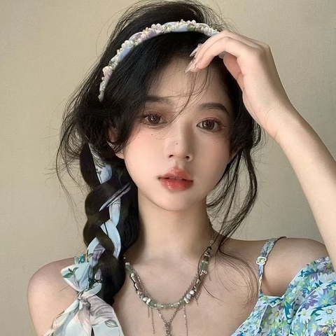 Băng Đô Cài Tóc Vải Lụa Họa Tiết Hoa