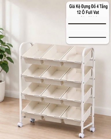 KỆ ĐỰNG ĐỒ CÓ BÁNH XE, 12 Ô KỆ LỚN ĐẸP FULL VAT (10)