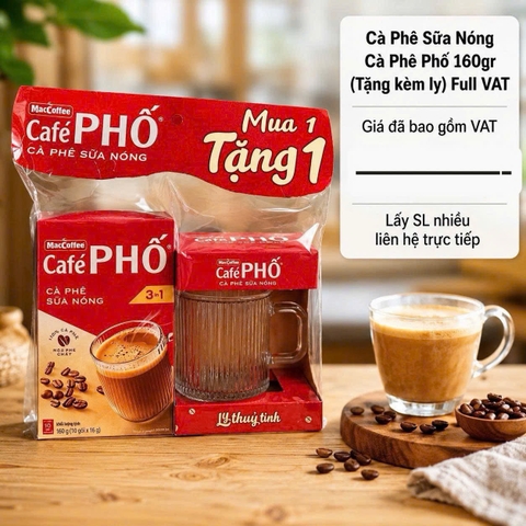 KM HỘP 10 GÓI CAFE PHỐ NÓNG ( CAFE SỮA ) TẶNG KÈM LY THUỶ TINH LỚN (4)