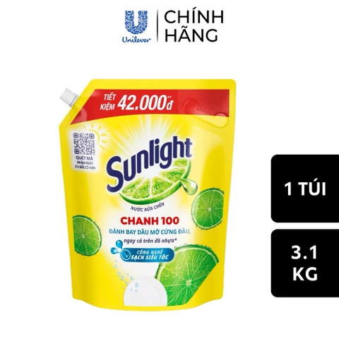 Túi Nước Rửa Chén SUNLIGHT 3,1Kg CHANH 100 Chính Hãng (Ko áp dụng giảm 10%) (4)