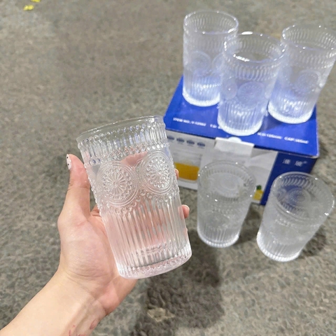 Cốc Thuỷ Tinh Cao 300ml Hoa Văn Sang Trọng (2)